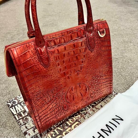 Brahmin Caroline Satchel Red Dragon Melbourne Leather Bag - Picture 5 of 11